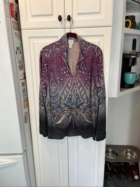 Chicos Zenergy Tunic Zipper Jacket-Size 2=12/14